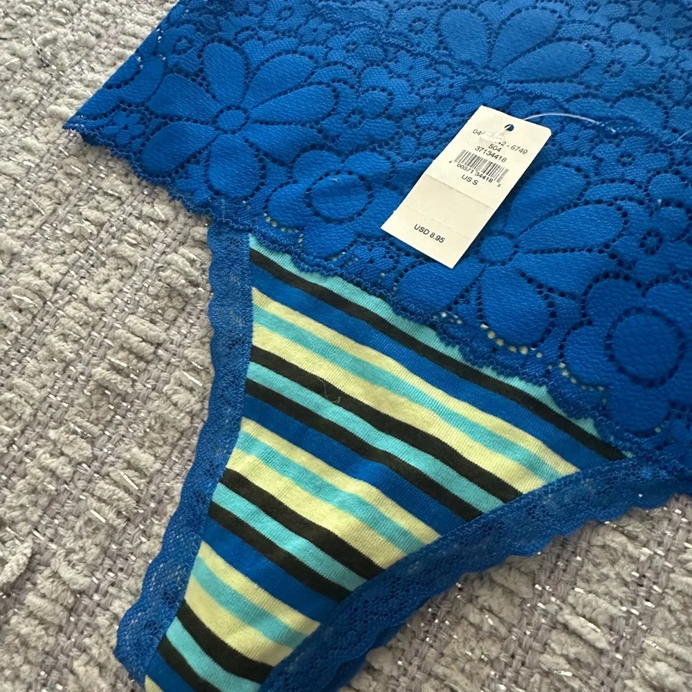 Aerie Lot Of 3 Pair Lace Trim Cotton Thong Underwear Size Small